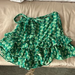 Tularosa green checkered ruffled skirt. Size small. Only worn once.